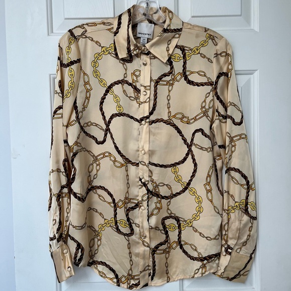 NWT Industry Republic Clothing Satin Chain Print Blouse S - Picture 2 of 15